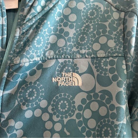 The North Face Fleece Lined TKA Stretch Zip Up Jacket Hoodie Blue Floral Size L - Picture 2 of 7